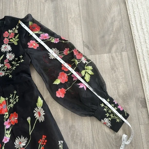 ASOS EDITION Long Sleeve Mini Dress with Meadow Floral Embroidery in Black  - www.joarbit.com